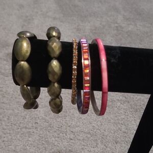 Elegant Gold and Pink Bracelet Set